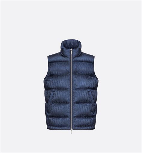 Dior Oblique Down Vest Navy Blue Technical Jacquard